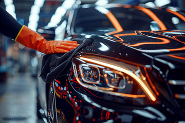 Professional Car Detailing Service Polishing a Luxury Vehicle