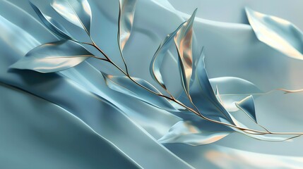 A metallic plant on an abstract blue background