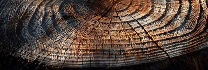 Fototapeta premium Abstract beautiful dark background texture of the cut of a sawn tree.