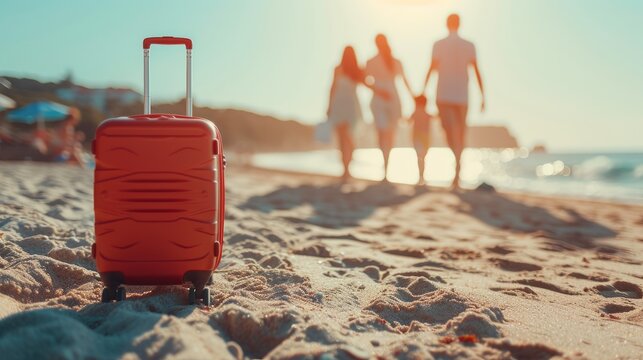 Beach Getaway: Family Excursion with Suitcase