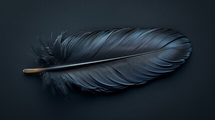 Elegant feather quill plain dark backdrop vibrant spotlight minimal style angled view