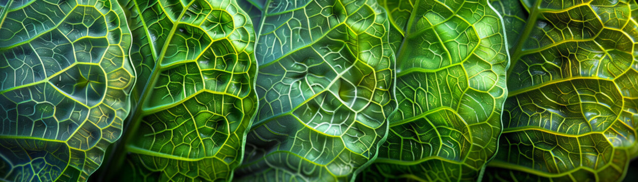 Botanical leaf veins, chloroplasts