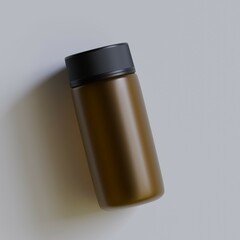 Realistic 3d pill brown bottle without label mockup 3d rendering