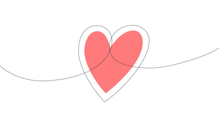 Heart. Continuous one line art minimalistic vector drawing on a white background.