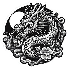 Chinese Dragon in Black and White