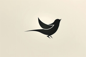 A beautifully captured image of a minimalist bird logo, its bold vector lines standing out against a solid white backdrop, all in high definition.