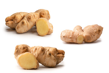 Ginger root isolated on white background.