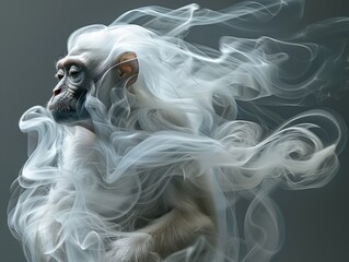 Monkeys made from smoke, according to the Chinese zodiac sign of the 12 zodiac signs