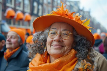  Happy Kings Day in Netherlands, Woman in Orange Hat and Scarf