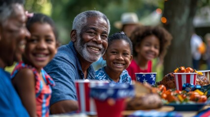 Fototapeta premium Memorial Day Family Picnic with American Decor