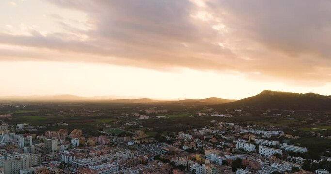 drone aerial from the city of calla millor at Mallorca