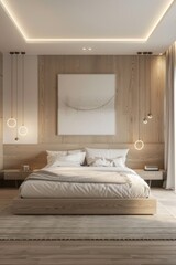Spacious Bedroom With Large Bed and Wall Painting
