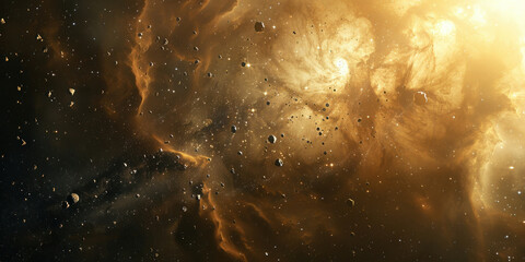 Majestic Nebula Illuminated by the Radiant Light of a Distant Sun in Outer Space Galaxy