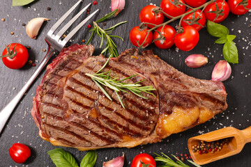 beef rib steak with ingredients