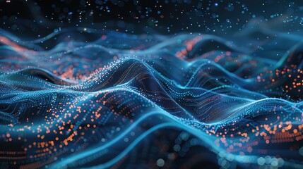 Abstract data visualization representing information processing and analysis