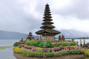 Pura Ulun Danu Beratan, Hindu temple on Bratan lake landscape, Bali, Indonesia