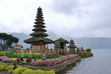 Pura Ulun Danu Beratan, Hindu temple on Bratan lake landscape, Bali, Indonesia