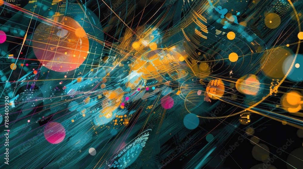 Poster abstract data visualization representing information processing and analysis