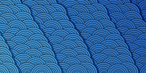 Abstract background with waves. A horizontal banner with an illustration of waves. Vector illustration.