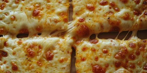  Delicious pizza with melted cheese and savory sauce on white surface, close up shot © SHOTPRIME STUDIO