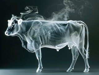 Obraz na płótnie Canvas Ox made from smoke, according to the Chinese zodiac sign of the 12 zodiac animals