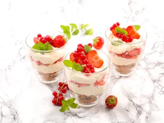  dessert with berries fruits and cream © M.studio