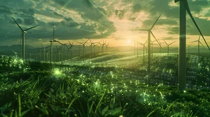 Foto auf Glas Green concept idea eco power energy. wind turbine © Jan
