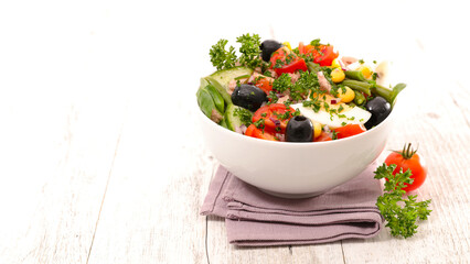 bowl of vegetable salad - banner with copy space