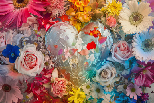 Colorful Floral Arrangement with Heart-Shaped Decoration