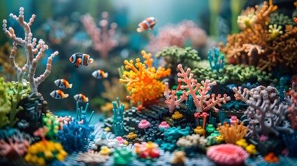 Fototapeta na wymiar Tropical coral reef building blocks blooming underwater Filled with colorful flowers of the sea garden