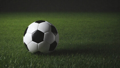 Soccer Concept. Soccer Ball in background grass with copy-space.