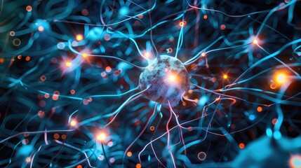 Fototapeta premium neural network architecture with interconnected nodes and circuits