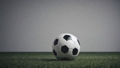 Soccer Concept. Soccer Ball in background grass with copy-space.