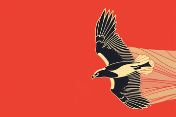 A bold vector illustration of a bird in flight, depicted with minimalistic lines.