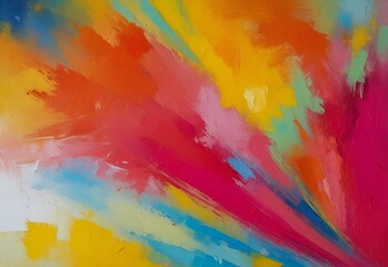 Abstract colorful oil painting on canvas. Oil paint texture with brush and palette knife strokes. Modern art