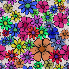 seamless pattern cartoon spring flower background