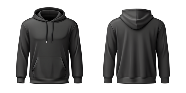 Black Tee & Hoodie Mockups Front and Back, PNG - Powered by Adobe
