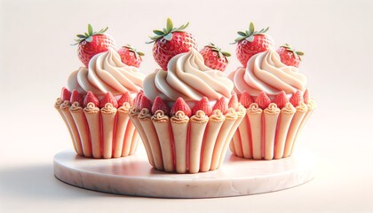 3D Image of Strawberry Crisp Cookie Cups