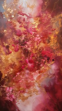 Bold Abstract Painting With Gold and Red Colors