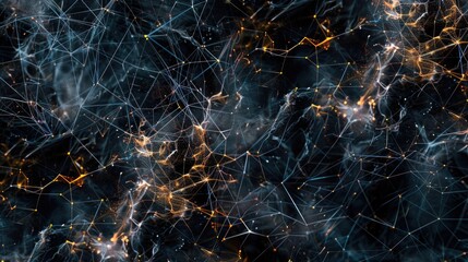 Abstract neural network connections against a dark backdrop