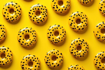 Playful Yellow donut pattern food. Cake design. Generate Ai