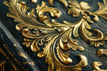 Golden details on a luxury vintage book cover - obrazy, fototapety, plakaty