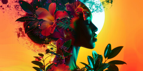 Vibrant Floral Silhouette: A Creative Blend of Nature and Art