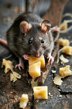 Rat and mousetrap with cheese
