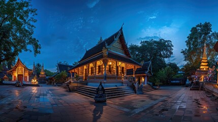 Ban Den Temple, Mae Taeng District, Chiang Mai Province - obrazy, fototapety, plakaty