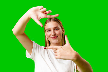 Woman Making a Frame Gesture With Her Hands