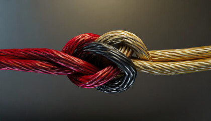 Team rope diverse strength connect and partnership. Teamwork unity communicate support concept. Blurred background.
