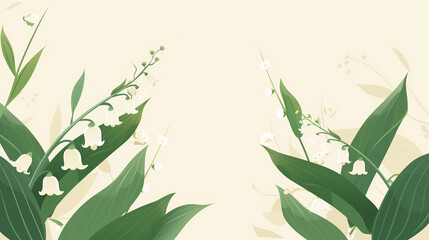 Illustration of lily of the valley with copy space
