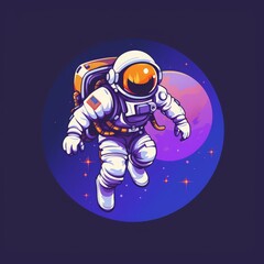 astronaut logo vector illustration of cartoon spaceship astronaut character