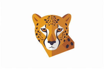 A contemporary cheetah face icon with a minimalist design, featuring a single bold color against a clean white background, emphasizing its sleekness.